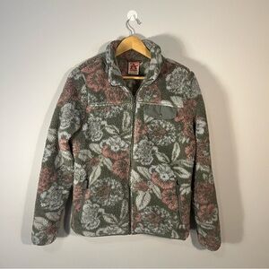Gerry Green Pink Floral Plush Pile Full Zip fleece Jacket M